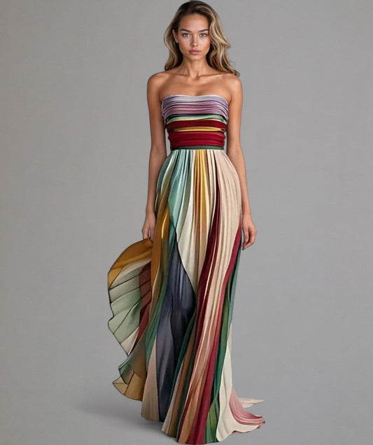 Elinas™ | Robe Sans Manches Colorée Énergique et Élégante